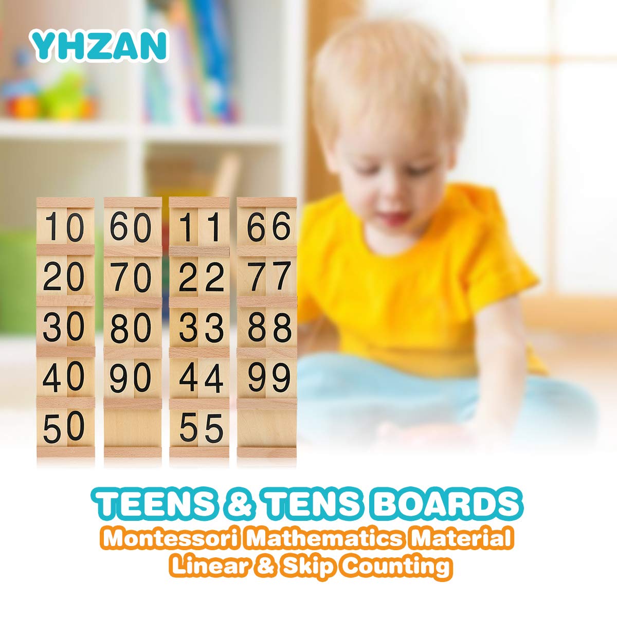 Montessori Math Material Teen & Ten Boards Educational Toy for Age 3-6 Family Version Teaching Aids