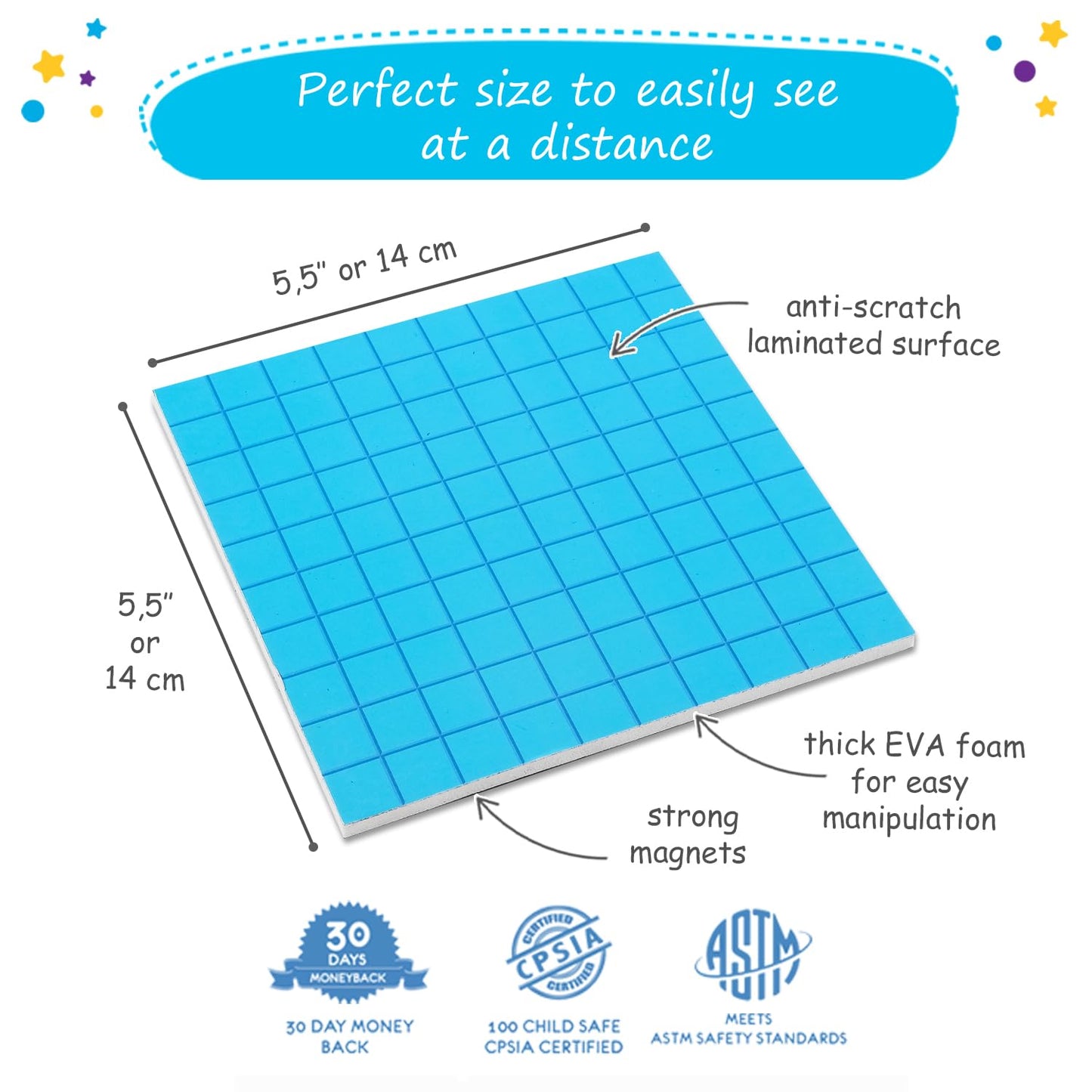Simply magic 131+4 PCS Jumbo Blue Magnetic Base Ten Blocks for Math + Headings - Math Manipulatives, Base 10 Blocks, Place Value Manipulatives Magnets, Counters for Kids, Classroom Must Haves