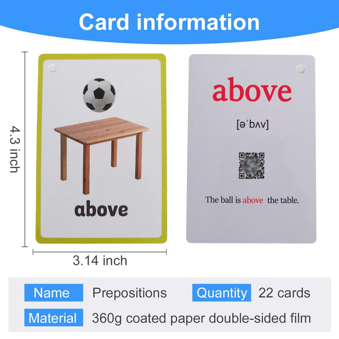 Toys&Sports/Instrument/Classroom/Prepositions Flash Cards English Kids Montessori Learning Toy Child Pocket Card Pre-Kindergarten