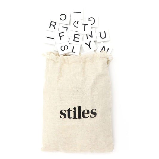 Stiles 100 Piece Magnetic Wooden Letter Tiles - Alphabet Magnets for Whiteboards, Refrigerators & Magnetic Letter Boards - Changeable Letters for Craft & Announcements, White