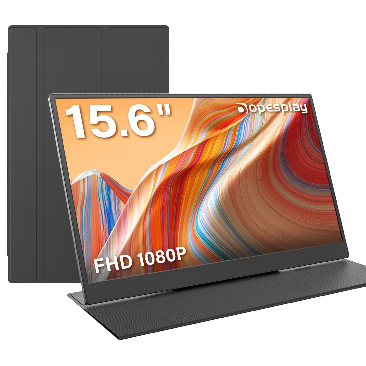Dopesplay Portable Monitor with Carry Case, 15.6" FHD 1080P IPS Travel Monitor for Laptop, Foldable Stand Included USB-C Screen Extender for Laptop Mac PC Phone Xbox PS4/5 Switch