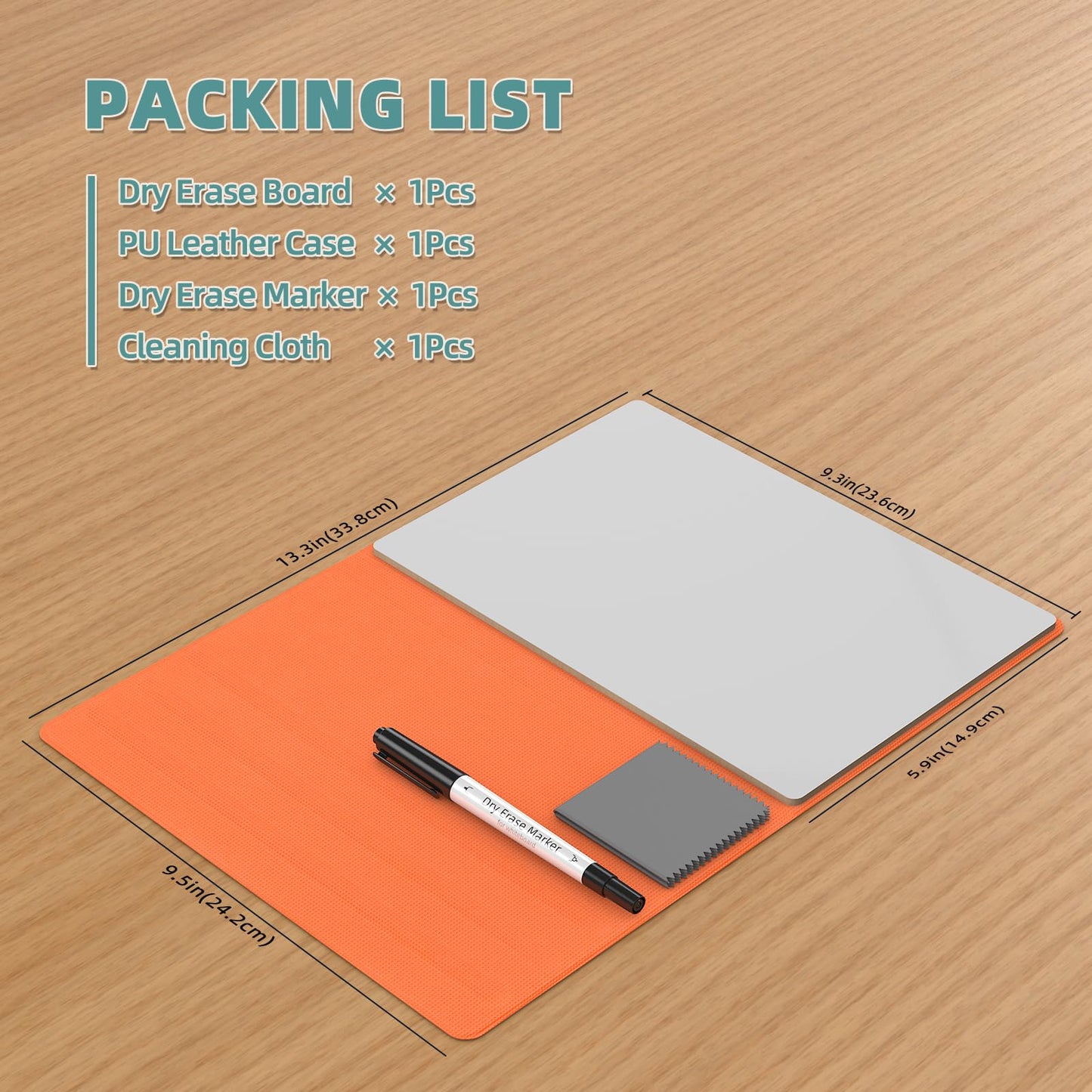 Portable Small White Board,Reusable Dry Erase Board with Stand,Desktop Whiteboard for Office Meeting Bussiness Home 9" x 6" with Marker, Wipe Cloth (Orange)