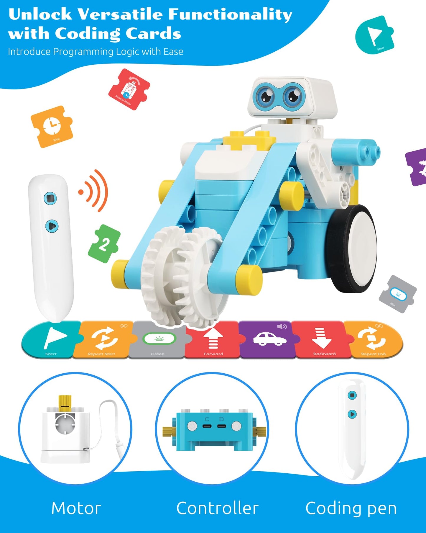WhalesBot B3 Pro 24-in-1 Coding Robot Kit, Educational STEM Toy, Advanced Smart Programming for Educators, Robot Building Set with Controller&Motor&Sensors for Kids 4-6, 5-7
