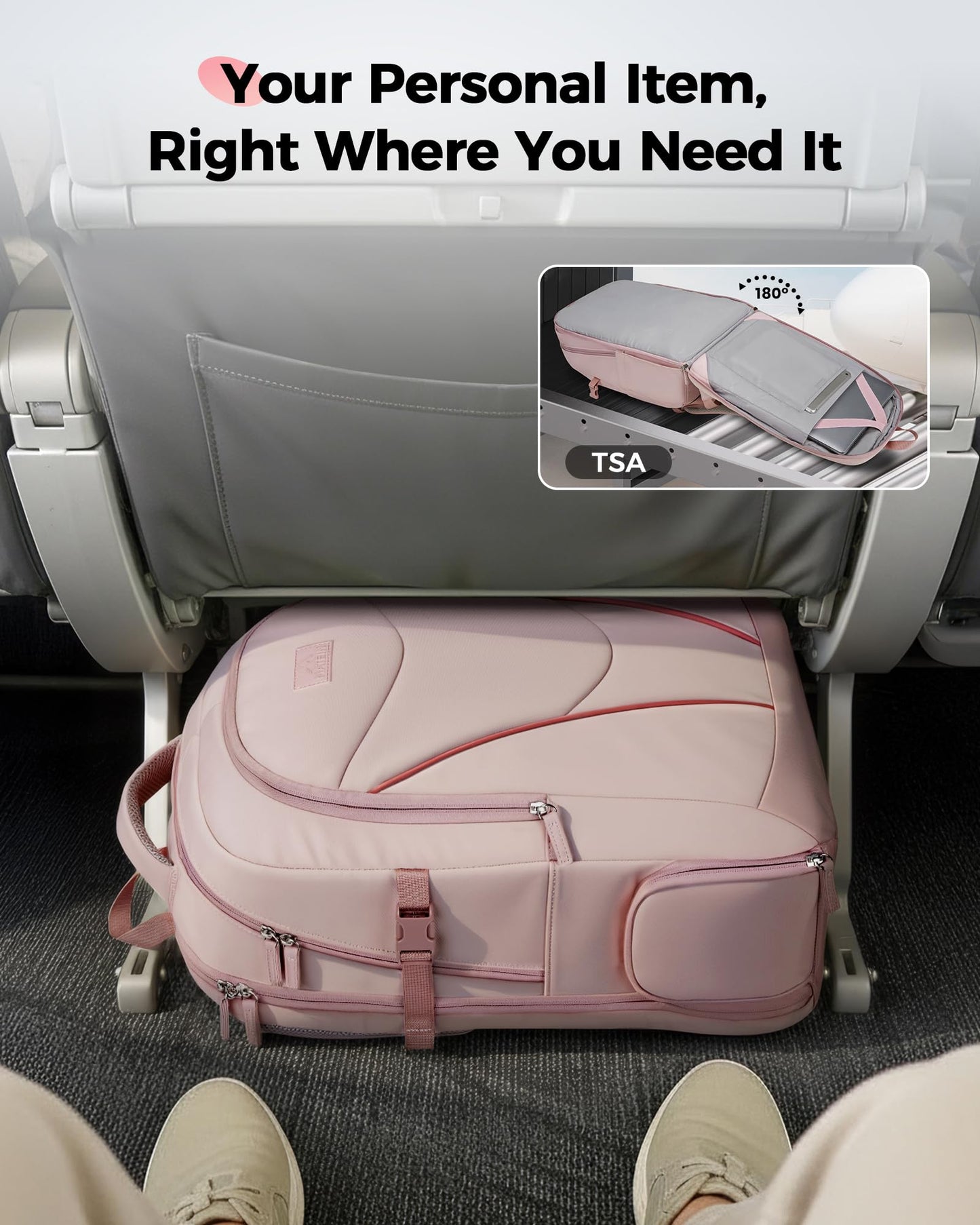 MATEIN HER Laptop Work Backpack with Lunch Compartment for Women, Water Resistant Work Backpack for Office Commute with RFID Pocket, Teacher Nurse College School Bag Fits up to 17 inch Computer, Pink