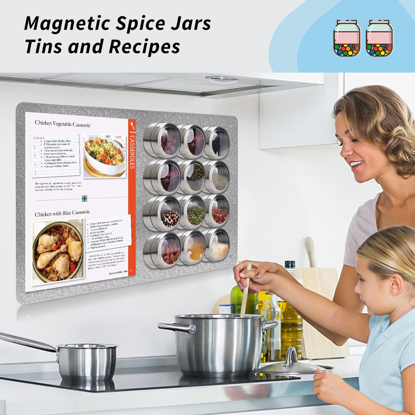 Magnetic Board,17.1" x 11.8" Magnet Display,for Magnets and Bulletin Board,Suitable for Wall, Refrigerator, Compartment, Cabinet etc,Comes with Dual Lock Tape for Easy Hanging (silver1