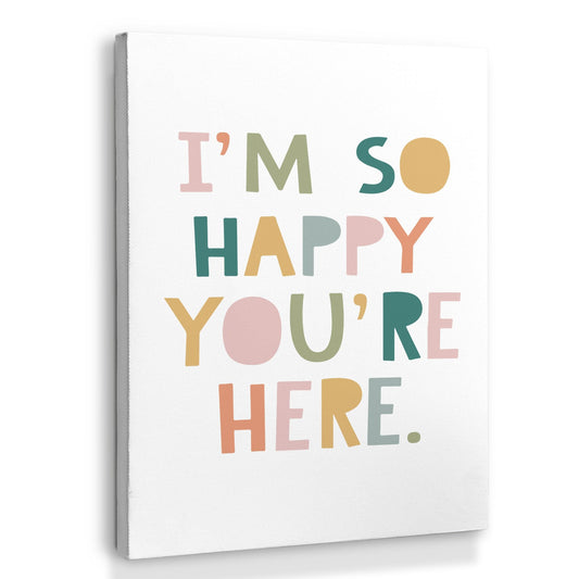 XINCEYWJ Boho Classroom Wall Decor, I'm So Happy You‘re Here Canvas Art Prints Framed, Teacher Gift, Welcome Sign, Classroom Welcome Inspirational Wall Art for Kids school Counseling Office, 11x14 In