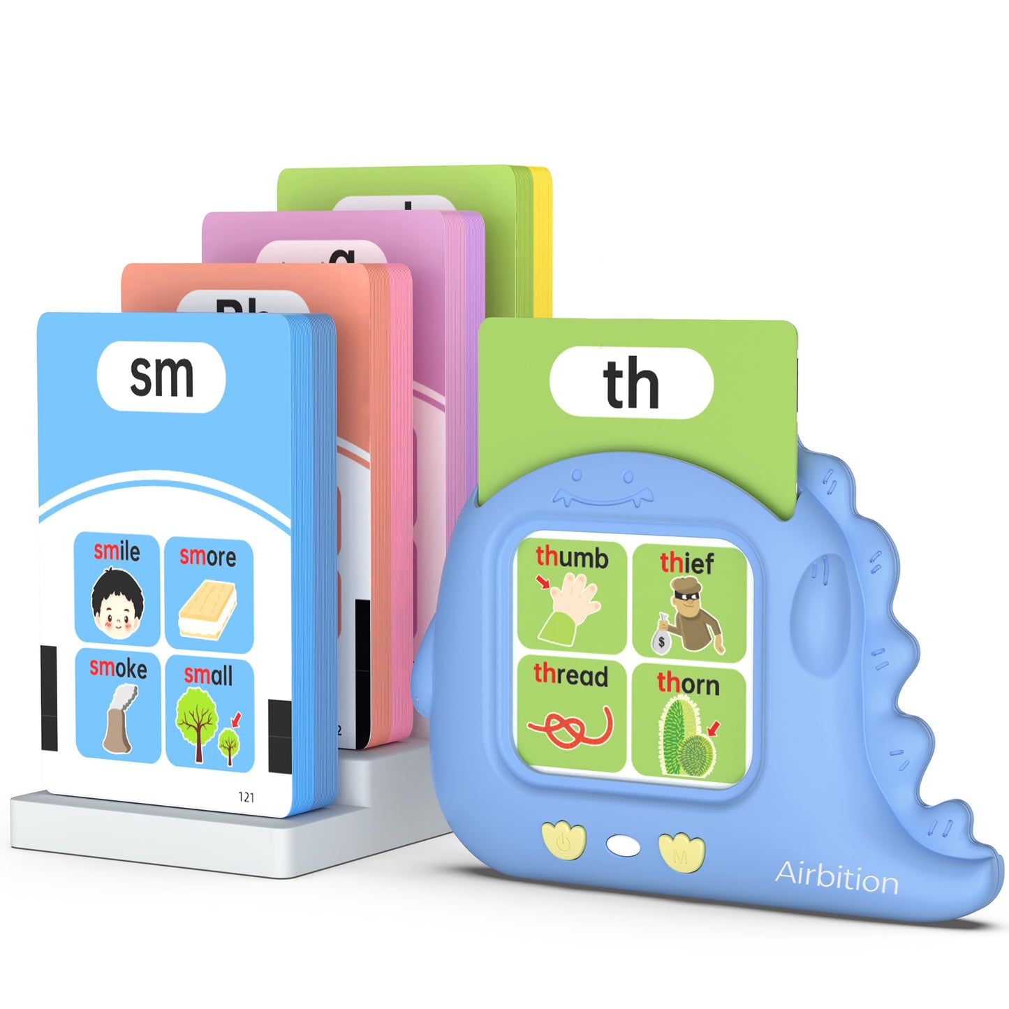 Phonics Talking Flash Cards for Toddlers 3-8, Airbition Learn to Read in 20 Stages, Digraphs CVC Blends Long Vowel Sounds Spelling Reading,Kindergarten First Second Grade Homeschool Educational Study
