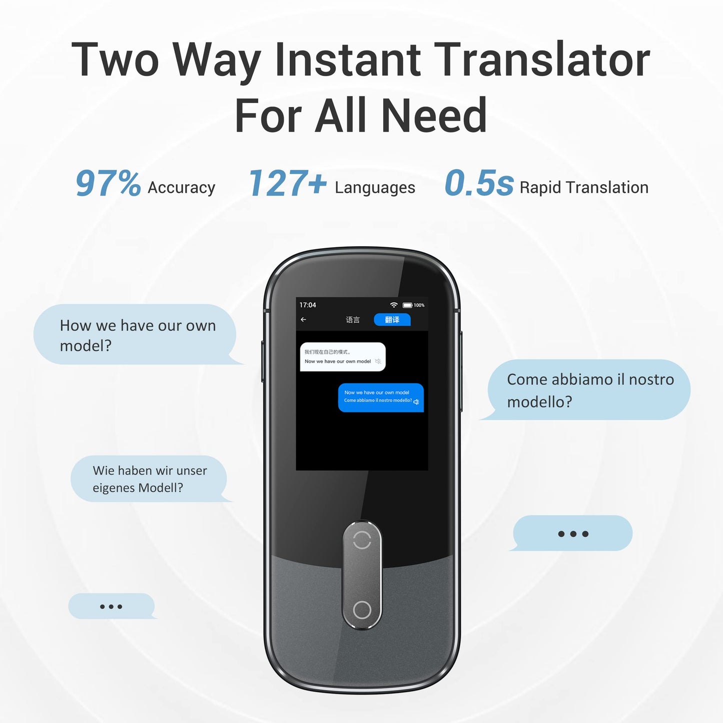 Wooask Language Translator Device W09 Real-time Two Way Voice Translation in 144 Languages and Accents for Learning Travel Business