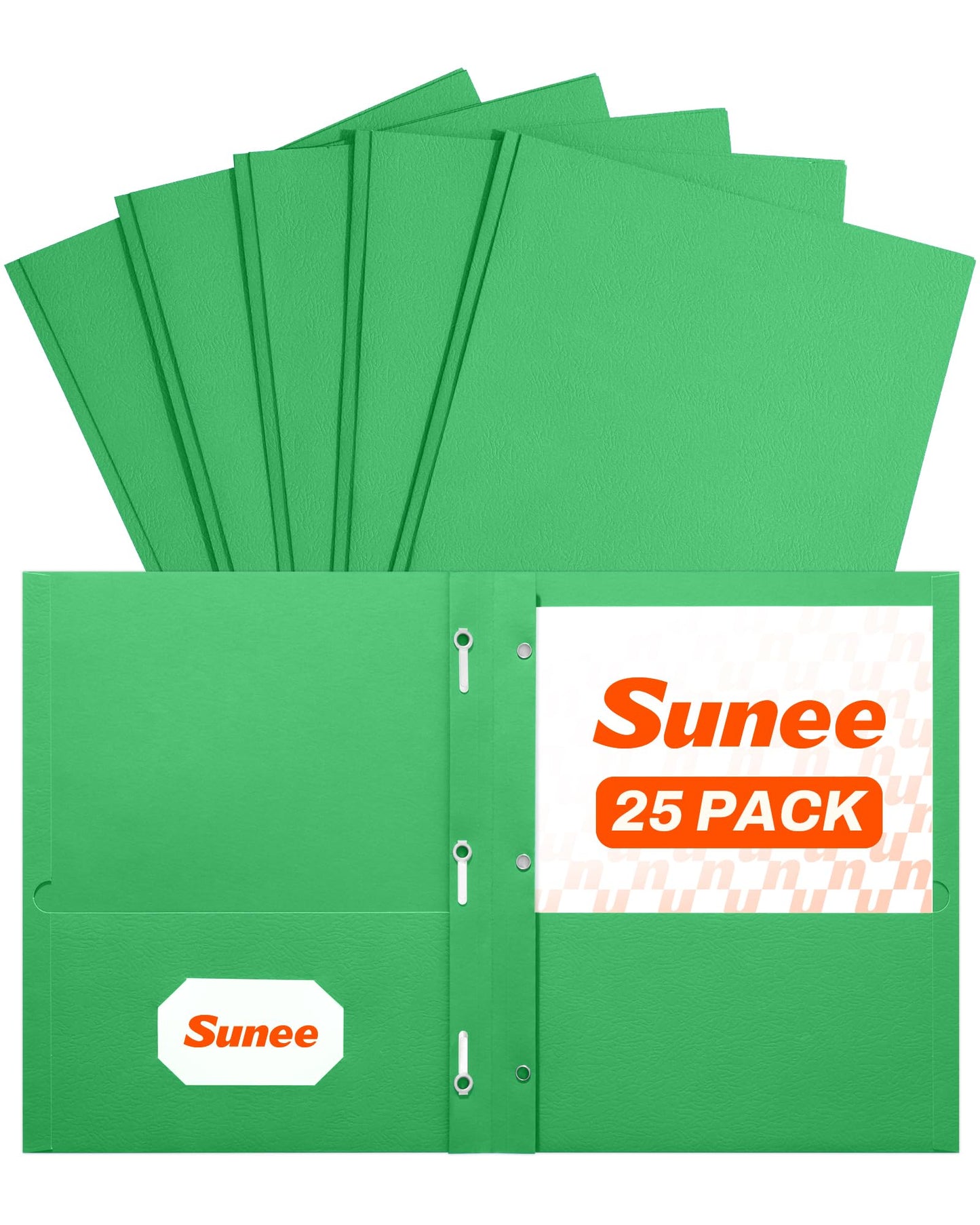 SUNEE 2 Pocket Folders with Prongs (25 Pack, Green), Paper Folders with 2 Pockets and 3 Prongs Fit Letter Size Paper, Folders with Prongs for School Office Home Business