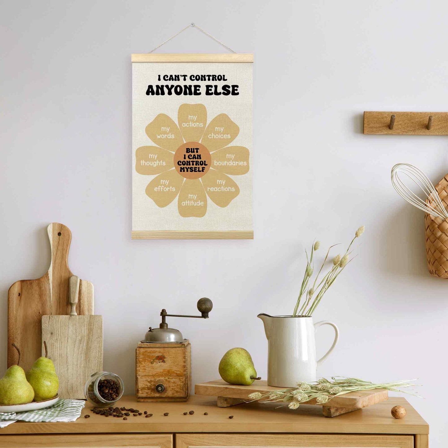 TLESKE Mental Health Classroom Poster Hanger Frame, Psychology Hanging Wall Art Room Decor for School Counselor Therapy Therapist Office, Things I Can Control Banner Print, Calming Room Decor, 16x24