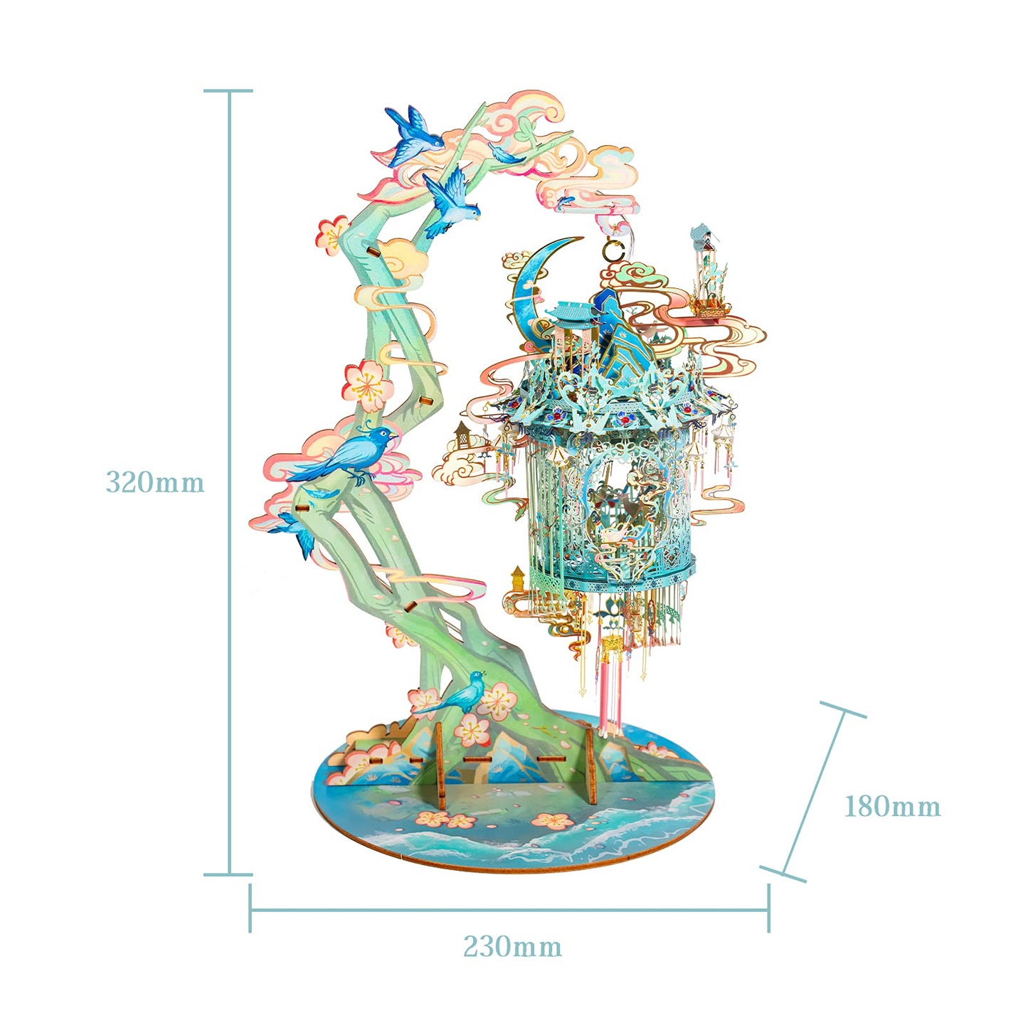 MU 3D Metal Puzzles for Adult Lucky Magpie Palace Chinese Style Birdcage Miniature Building,DIY Metal Model Kits Building Birds and Flower Castle DIY Sets Gift