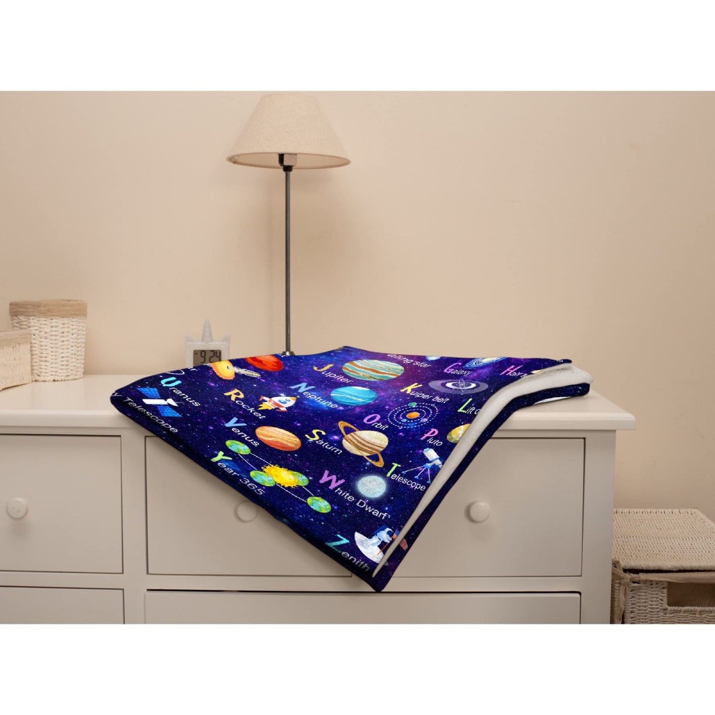 ARTBLANKET Space Alphabet Throw Blanket Fannel Fleece Super Soft Funny Blanket Travel Throw Blanket for Bed Couch Sofa 40 x 30 Inch for Baby