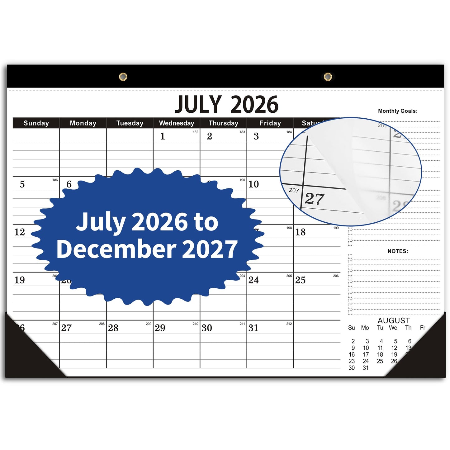 Desk Calendar 2026-2027,July 2026 to December 2027, Desk calendar 2026-2027 with to-do list,2027 Calendar 18 Months,Calendar 2026-2027-17" x 12" for Home or Office.