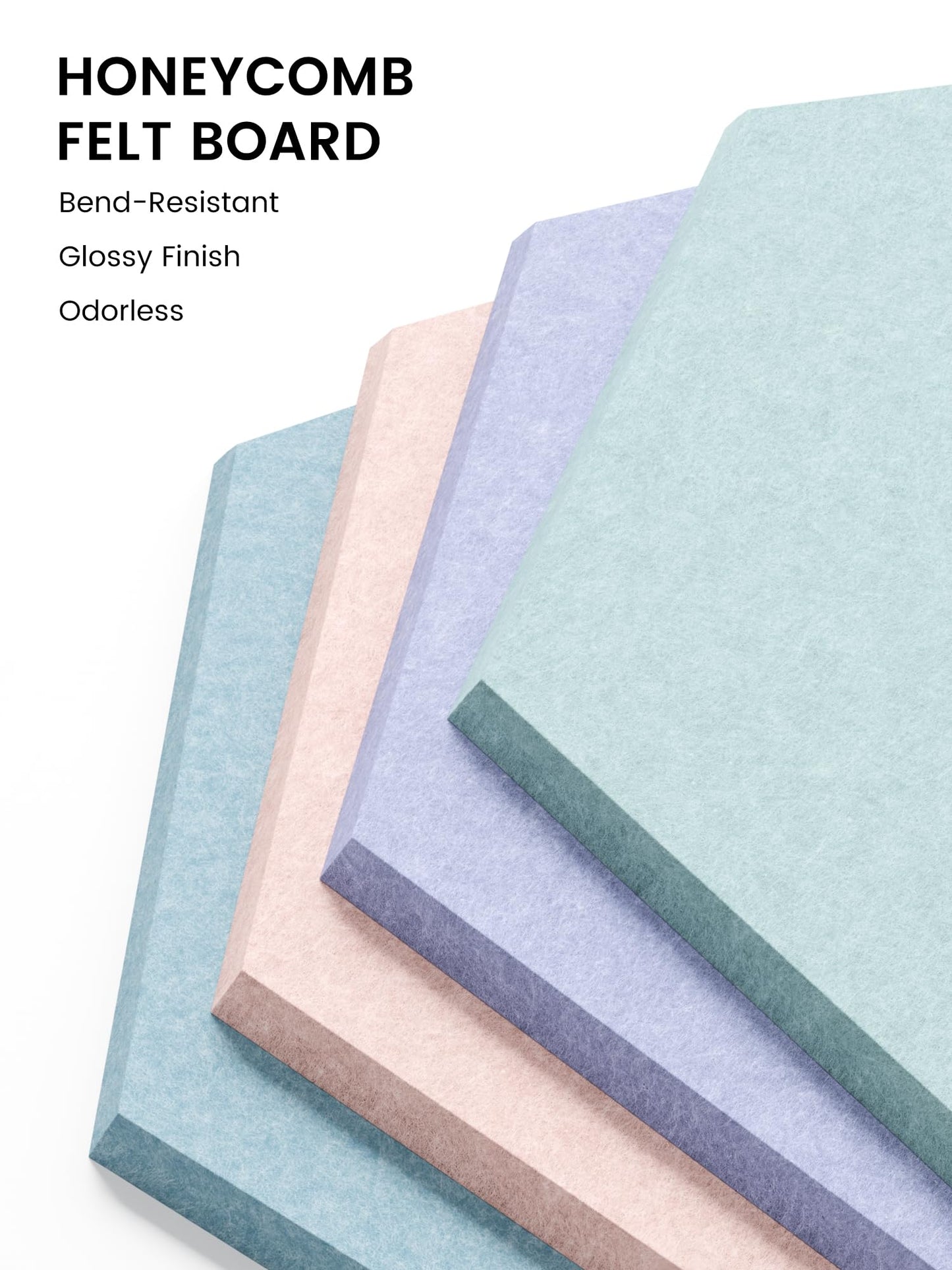 Fluxynara Hexagon Cork Board Alternative for Walls Decor-12-Pack Felt Bulletin Board Tiles,with 30 Pushpins,70 Adhesive Tabs for Office,Classrooms & Home Pin Board Felt Board-Coastal Haze