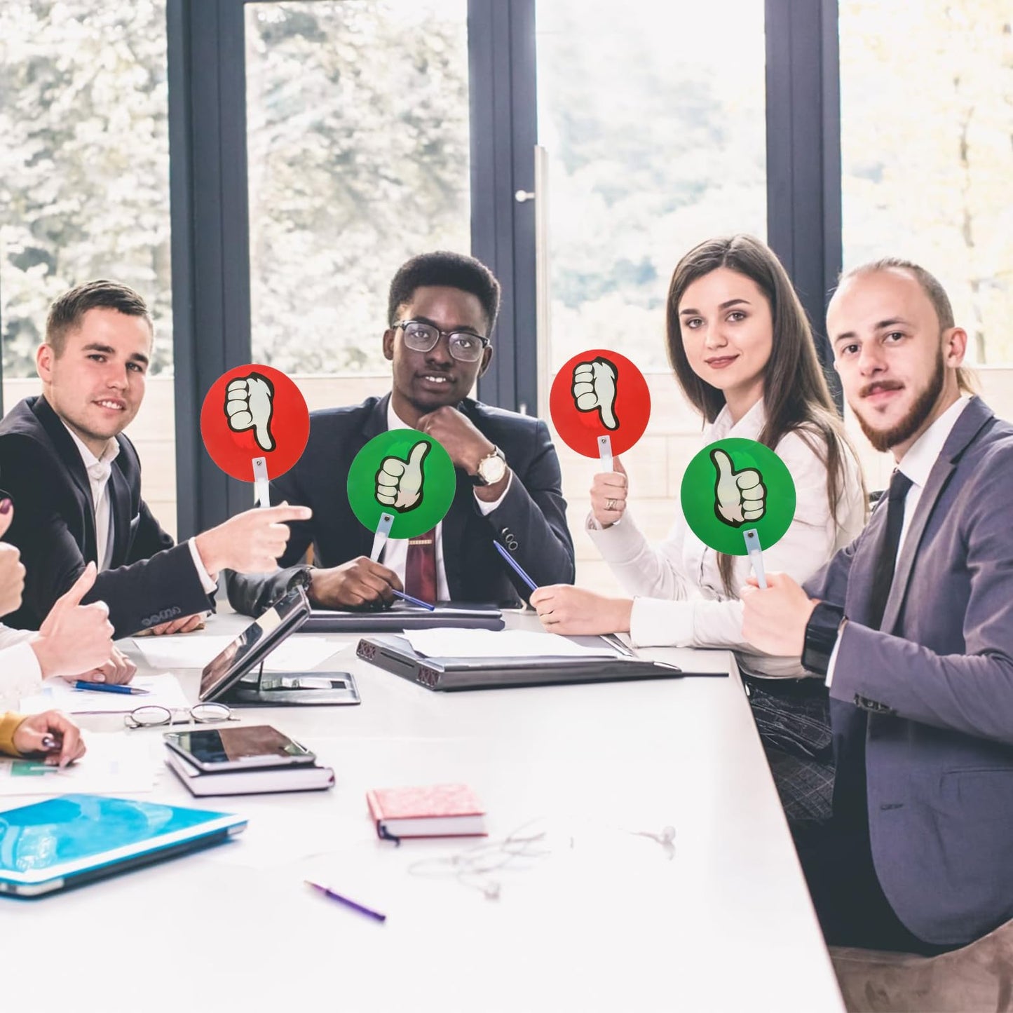 ELFULLY 50 Pack Thumbs Up Thumbs Down Paddles, Classroom Voting Paddles, Yes or No Plastic Sign, True False Signs for Teacher Student Interaction, Teacher Supplies for Classroom Events School