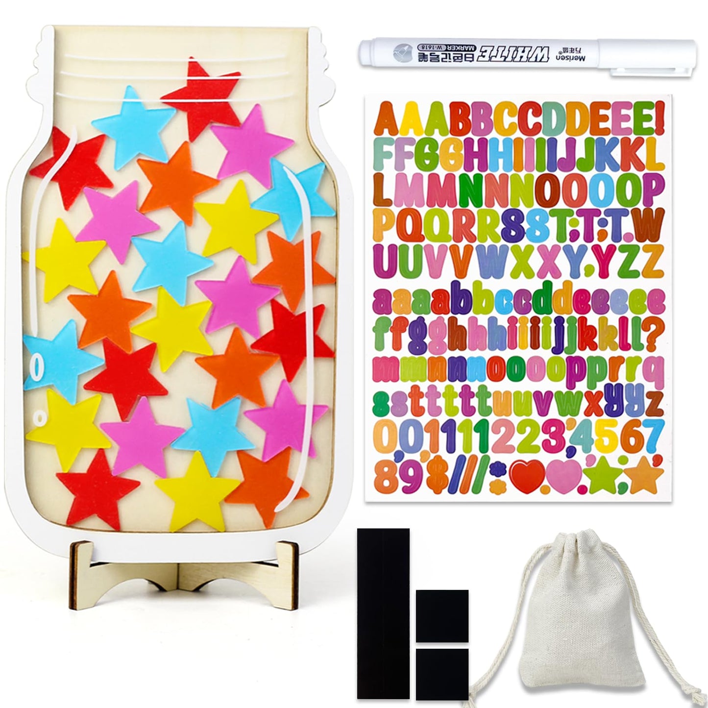 haotuntrek Magnetic Reward Jar with Star Jar for Kids - Classroom Reward Chart, Behavior Incentives System & Class Reward Tool for Home and Schoo (Star)