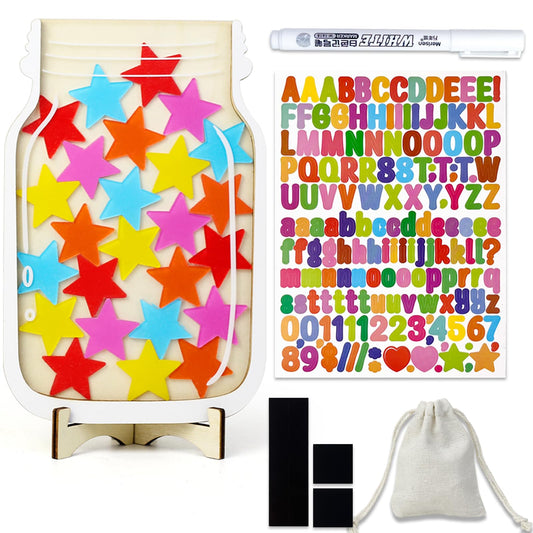 haotuntrek Magnetic Reward Jar with Star Jar for Kids - Classroom Reward Chart, Behavior Incentives System & Class Reward Tool for Home and Schoo (Star)