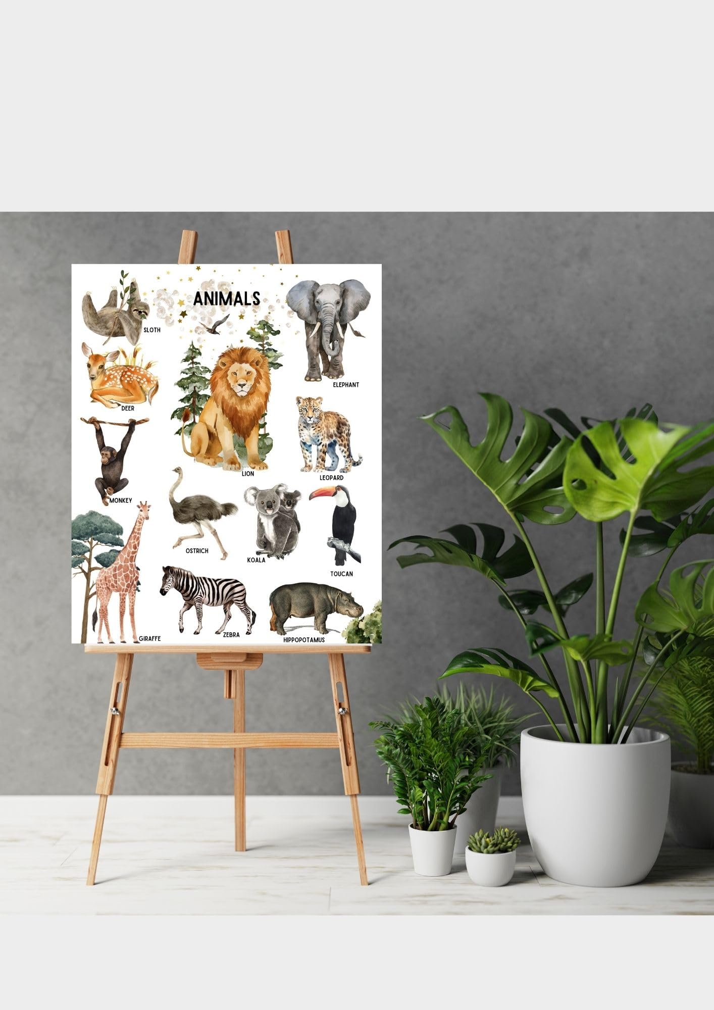 Educational Animal Poster, Preschool Wall Decor for Toddlers Set of 7 Unframed (8''x10'') Kindergarten School, Nursery,Farm, Sea, Desert, Woodland, Arctic Animals & Insects for Kids Room Decor