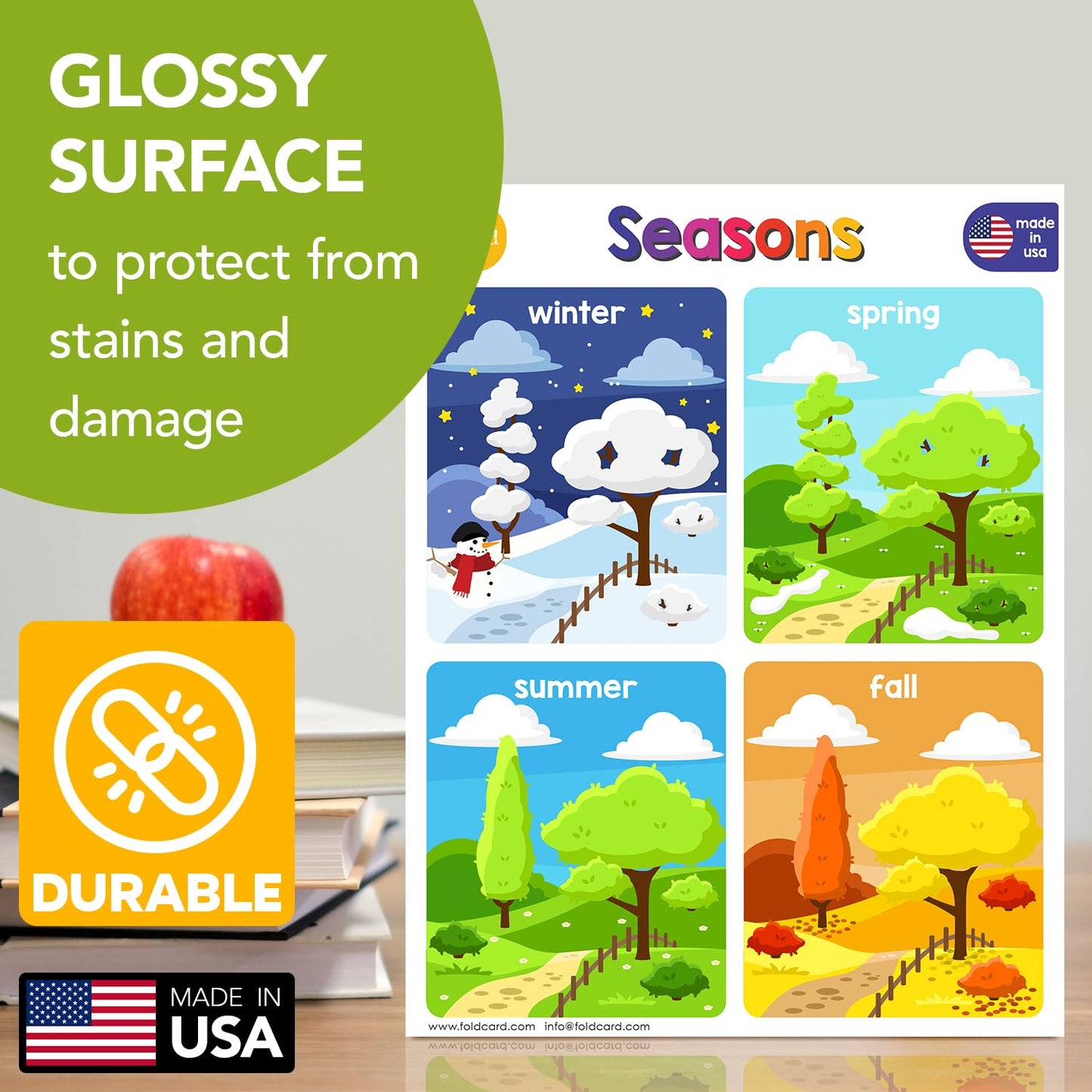 Educational Charts for Preschool to Grade 1 – Bright and Colorful Educational Visual / Learning Aid Wall Art Poster for Classroom or Home | Glossy Durable Cardstock | 8.5" x 11" | 5 per Pack (Seasons)