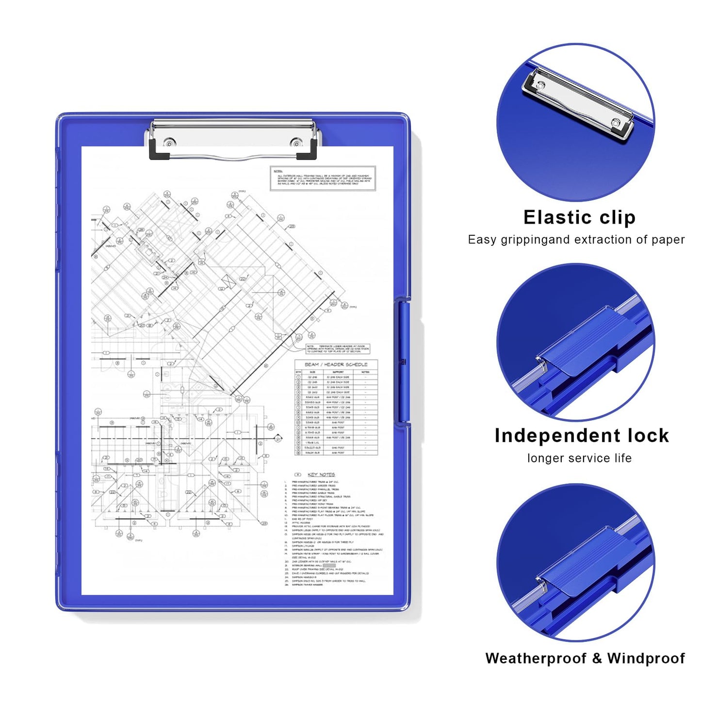 Hongri Clipboard with Storage, Blue 8.5 x 11 Folder Nursing Side Opening, Heavy Duty with Dual Compartment, Smooth Writing for Teachers, Classroom, Size 13.3 x 9.4 x 1.5 in, Office & School Supplies