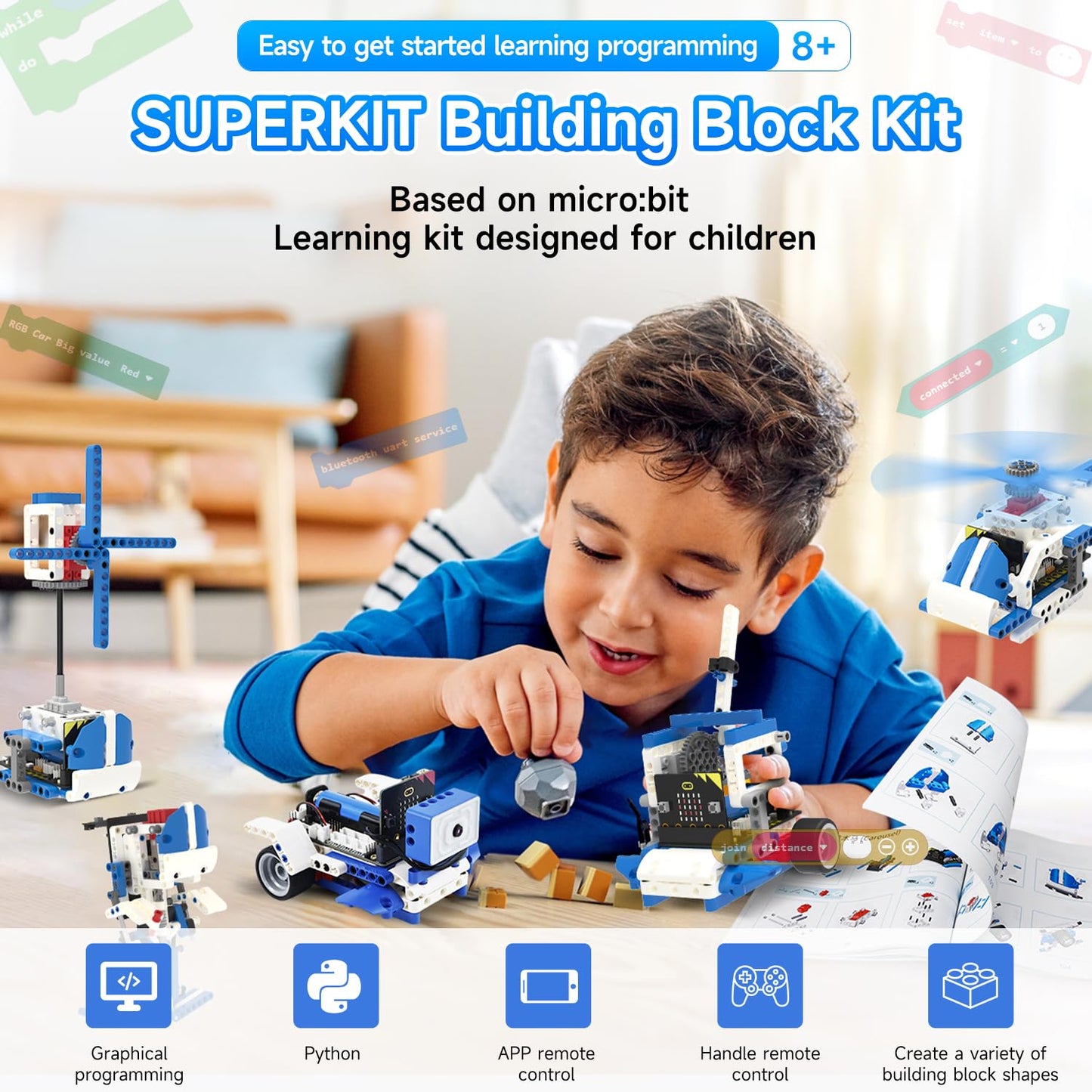Yahboom Micro:bit Building Block Robot Kit 16 in 1 STEM Projects Advanced with Sensor Module DIY Toys for Kids 10+ Gifts for Christmas (Advanced Kit)