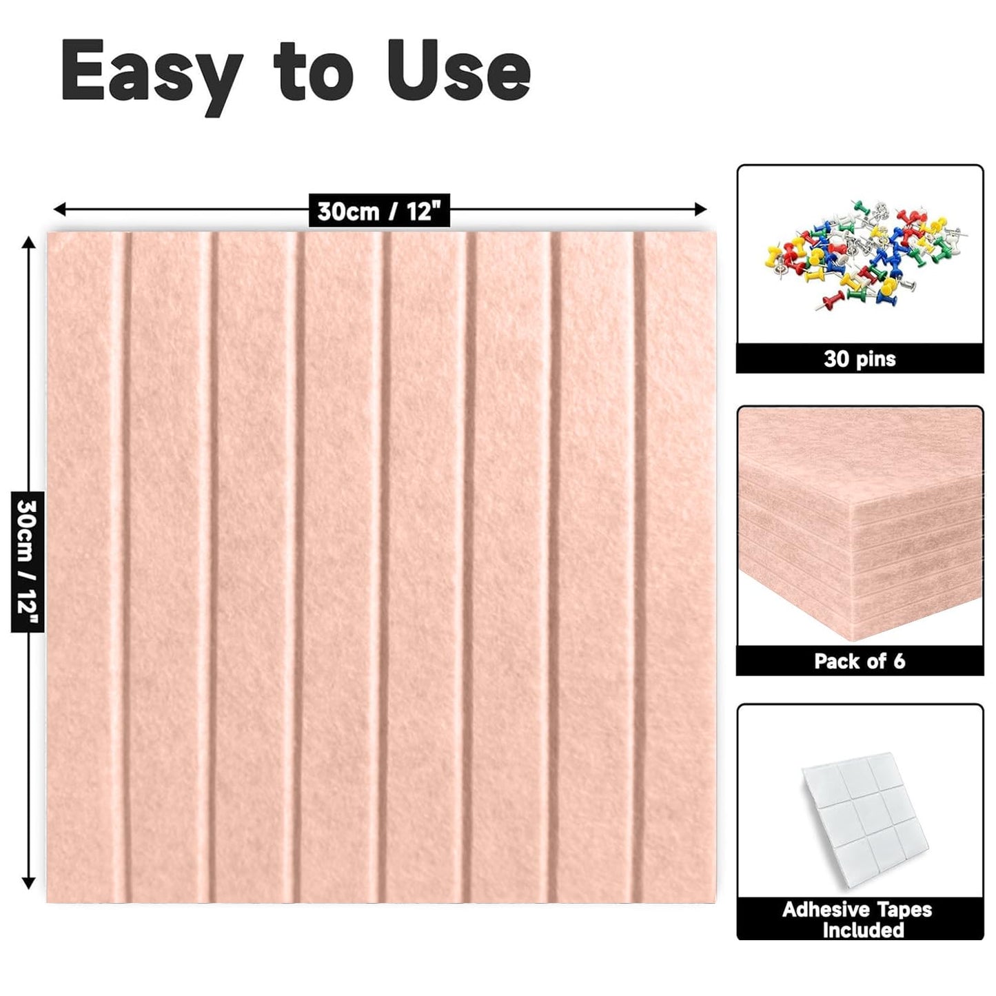 Yunihome Cork Board for Walls 36" x 24", 6 Pack Felt Bulletin Board Wall Tiles with 30 Push Pins for Home Kitchen School Office Wall DIY Decorative