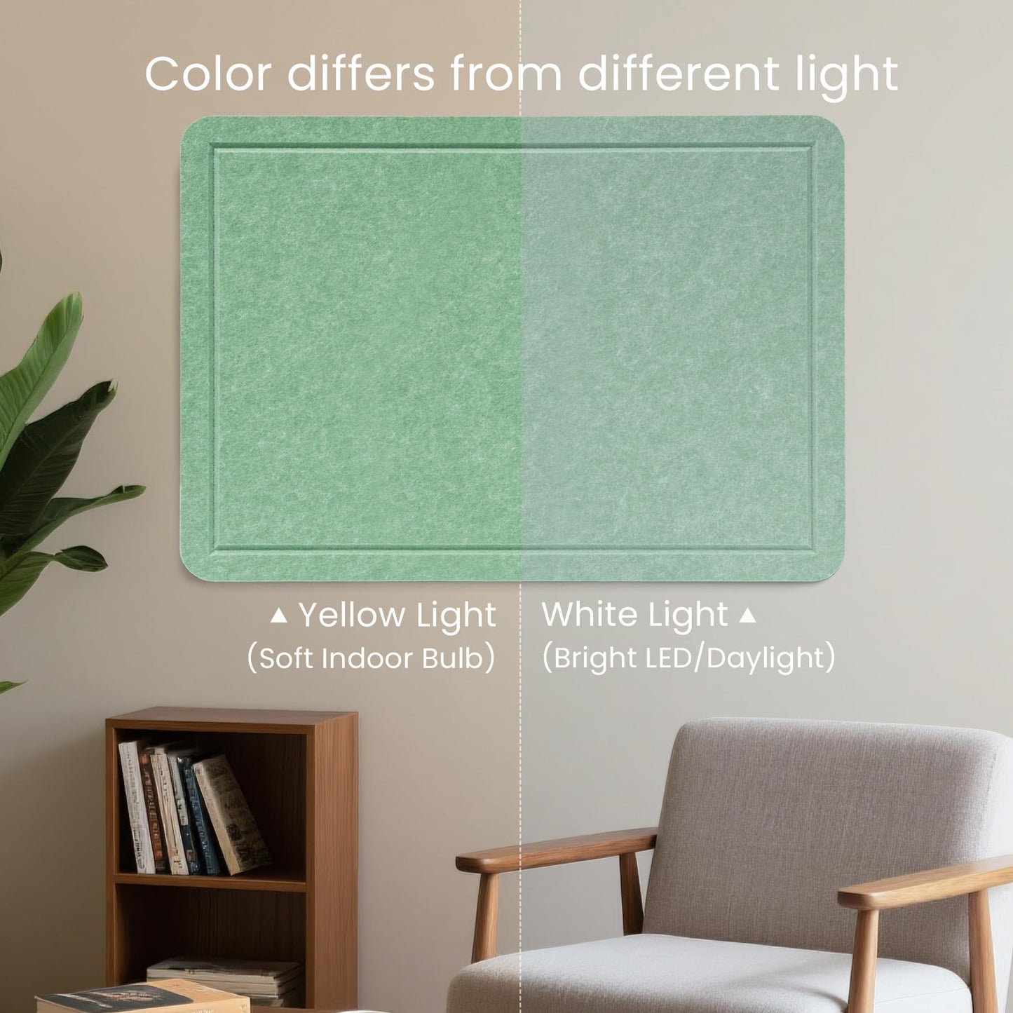 Lightomorrow Bulletin Board, 24 x 18 Inches Cork Board Alternative Decorative Felt Pin Board with Safe Removable Adhesives & 24 Push Pins for Home Office Classroom Walls-Jargon Jade