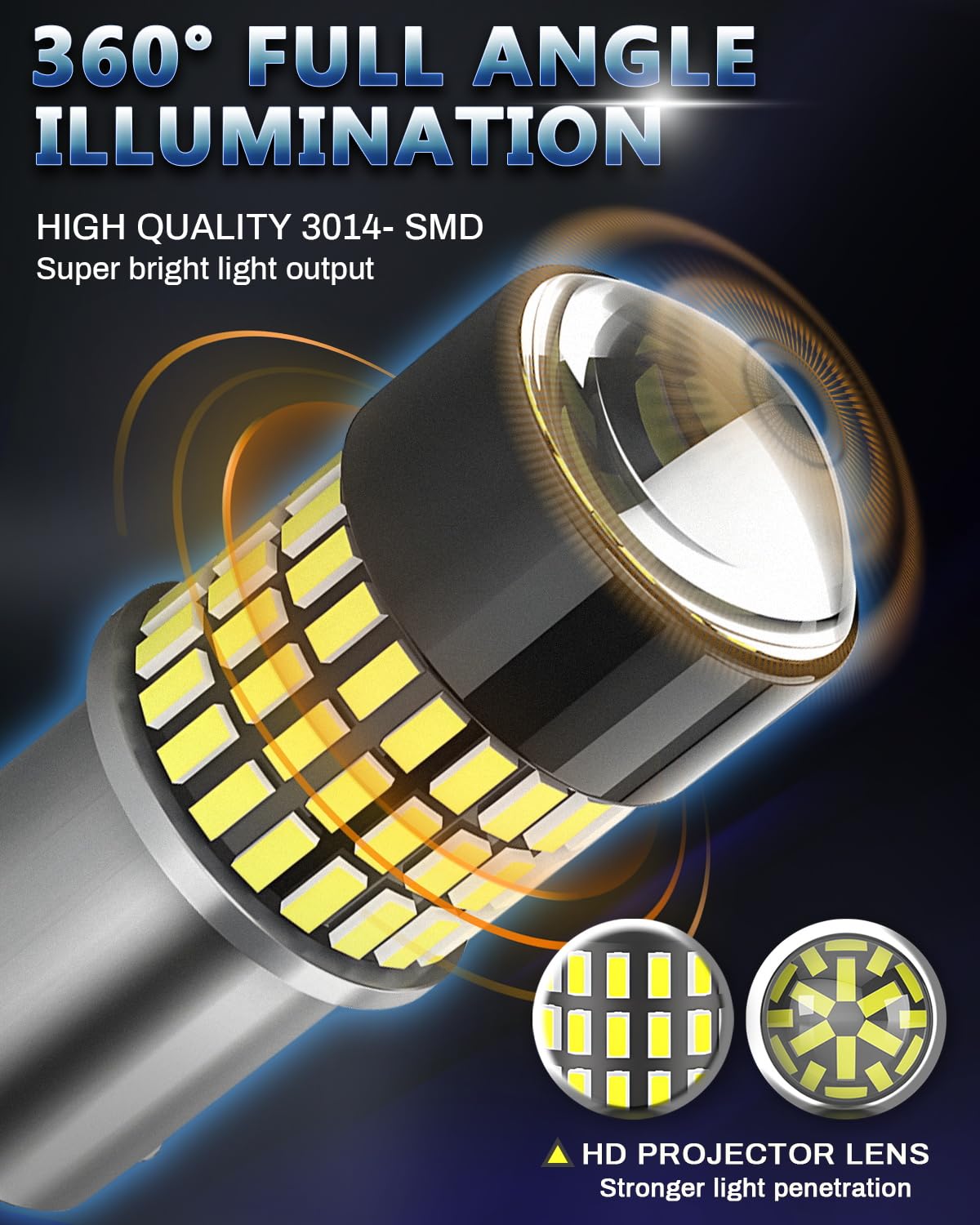 Qoope 1157 LED Bulb, 78SMD 3014 Chipset, 10-30V, Brake Tail Backup Reverse Turn Signal, Pack of 2, Model 2