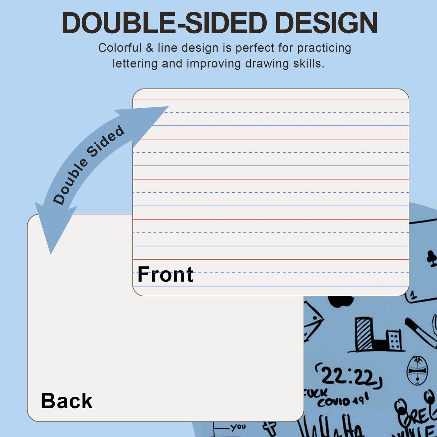 JUSTPAT 24 Pack Dry Erase Boards, 9"x12" Double Sided Easel Small Whiteboards with Lines for Kids, Students, Education Teacher Classroom, Mini Portable White Boards with 24 Markers, 24 Erasers