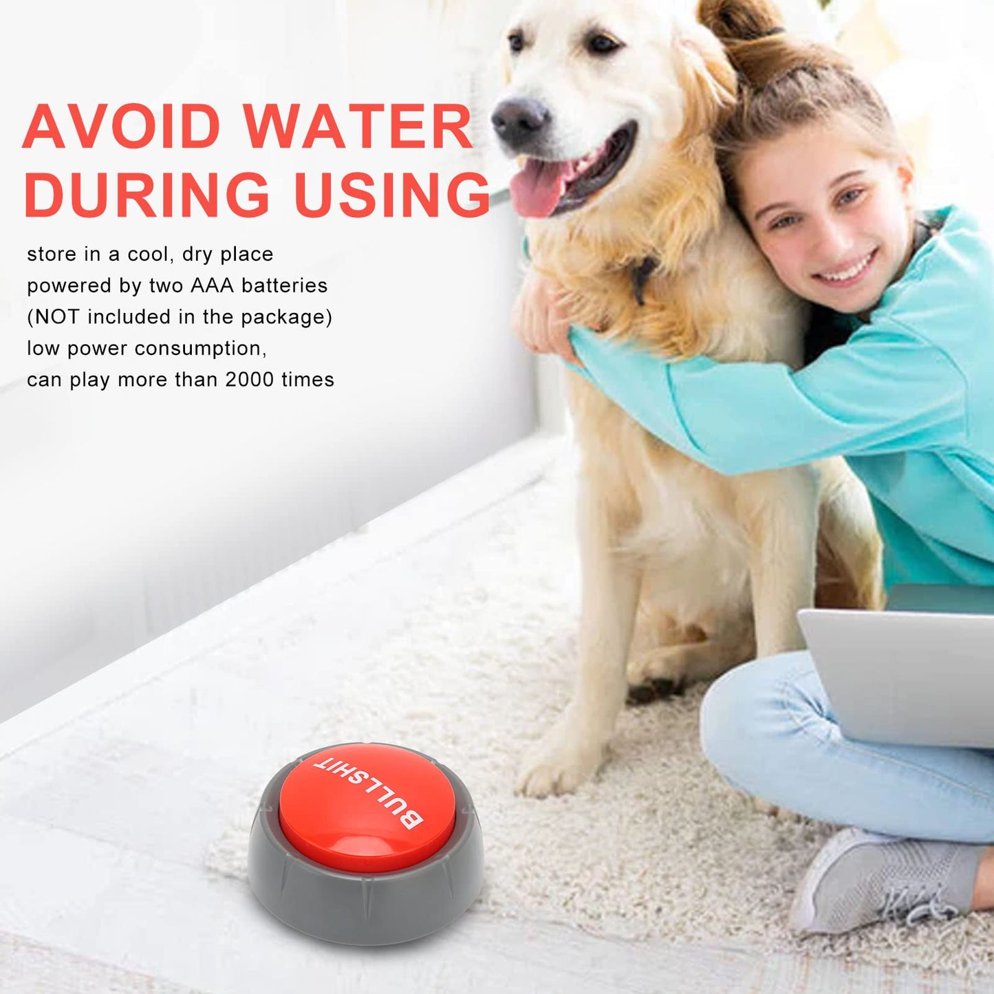 Game Show Buzzer, Sound Button Mischief Gifts Universal Pet Training Low Power Consumption Press Type Funny for Study Office Home