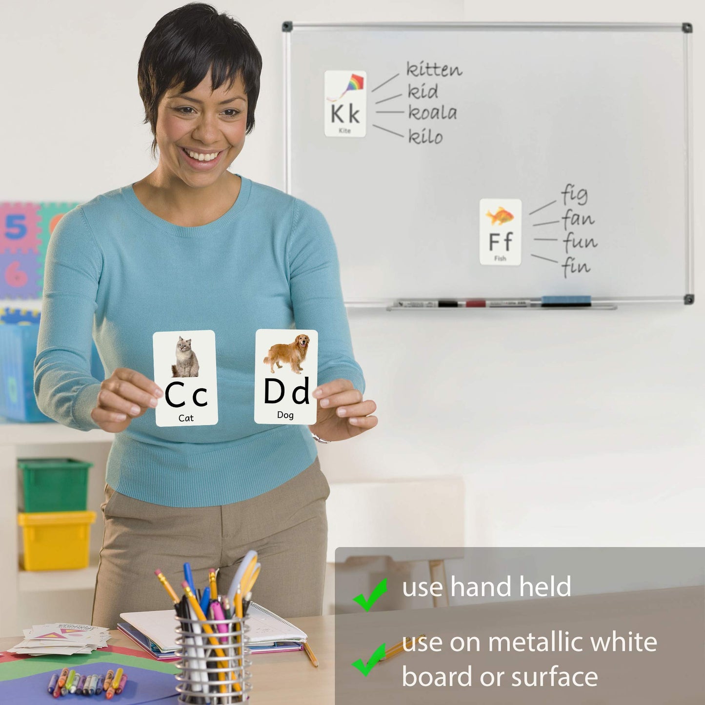 Attractivia Magnetic Big Alphabet ABC Picture Flash Cards. 26 Sturdy Large Letters with First Words for Toddlers, Preschool and Kindergarten