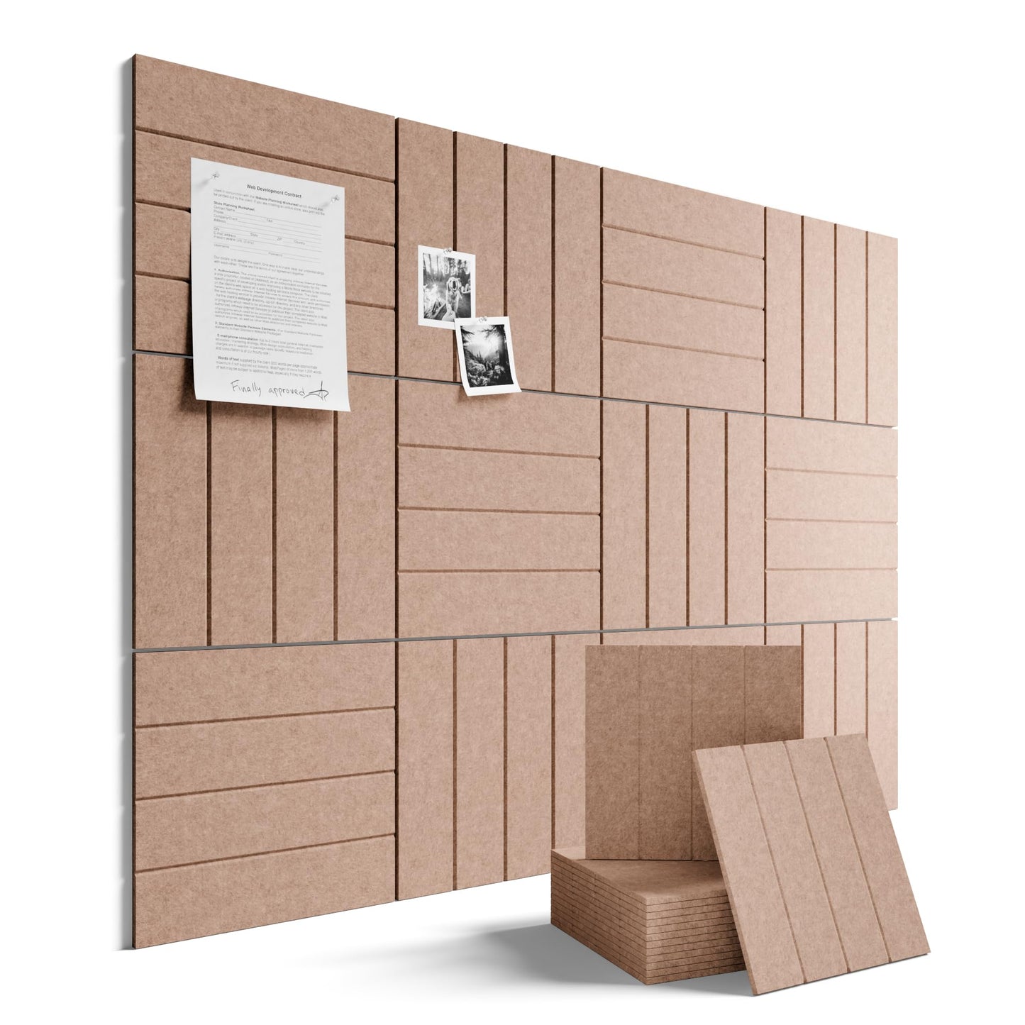 Large Felt Bulletin Board 48" x 36" Cork Board Alternative-12 Pack with 70 Safe Removable Adhesive Tabs, Felt Boards for Walls Cork Boards for Home Office Classroom Pin Board-Terracotta