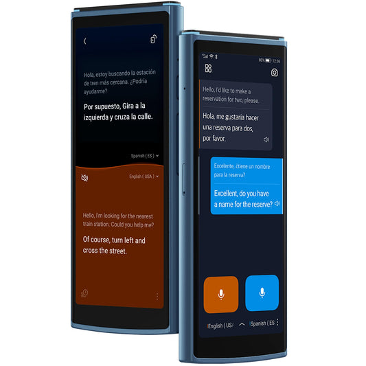iFLYTEK AI Language Translator Device — 2-Year Free Global Data & Real-Time Voice Translation Device, HIPAA-Compliant, 60 Languages & 18 Offline Packs for Business and Travel, Blue
