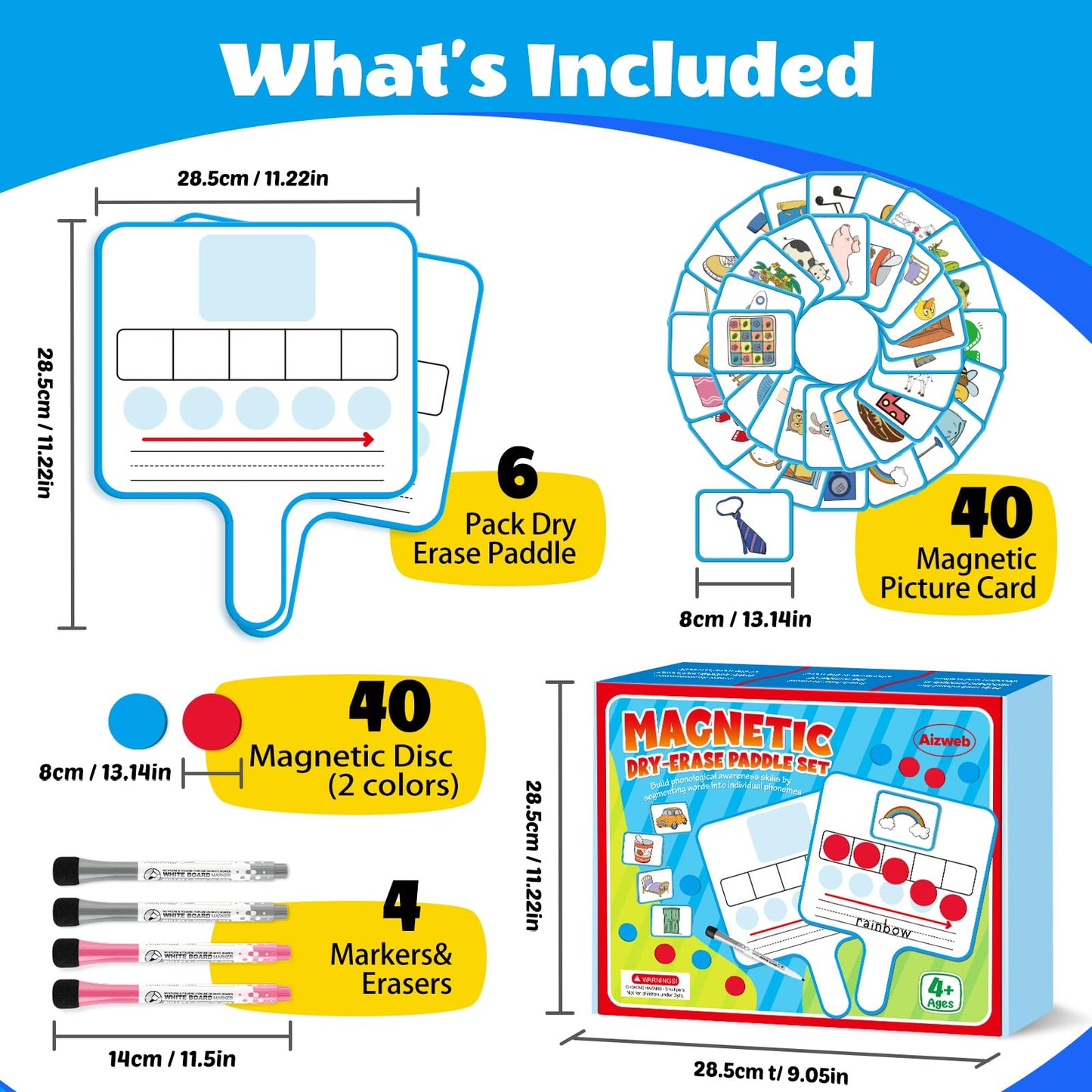 Aizweb Phonemic Awareness,Magnetic Dry Erase Whiteboards with Elkonin Box,Phonics Game,Preschool Kindergarten Speech Therapy Classroom Must Have,Phonological Manipulative Letter Sound Science Reading