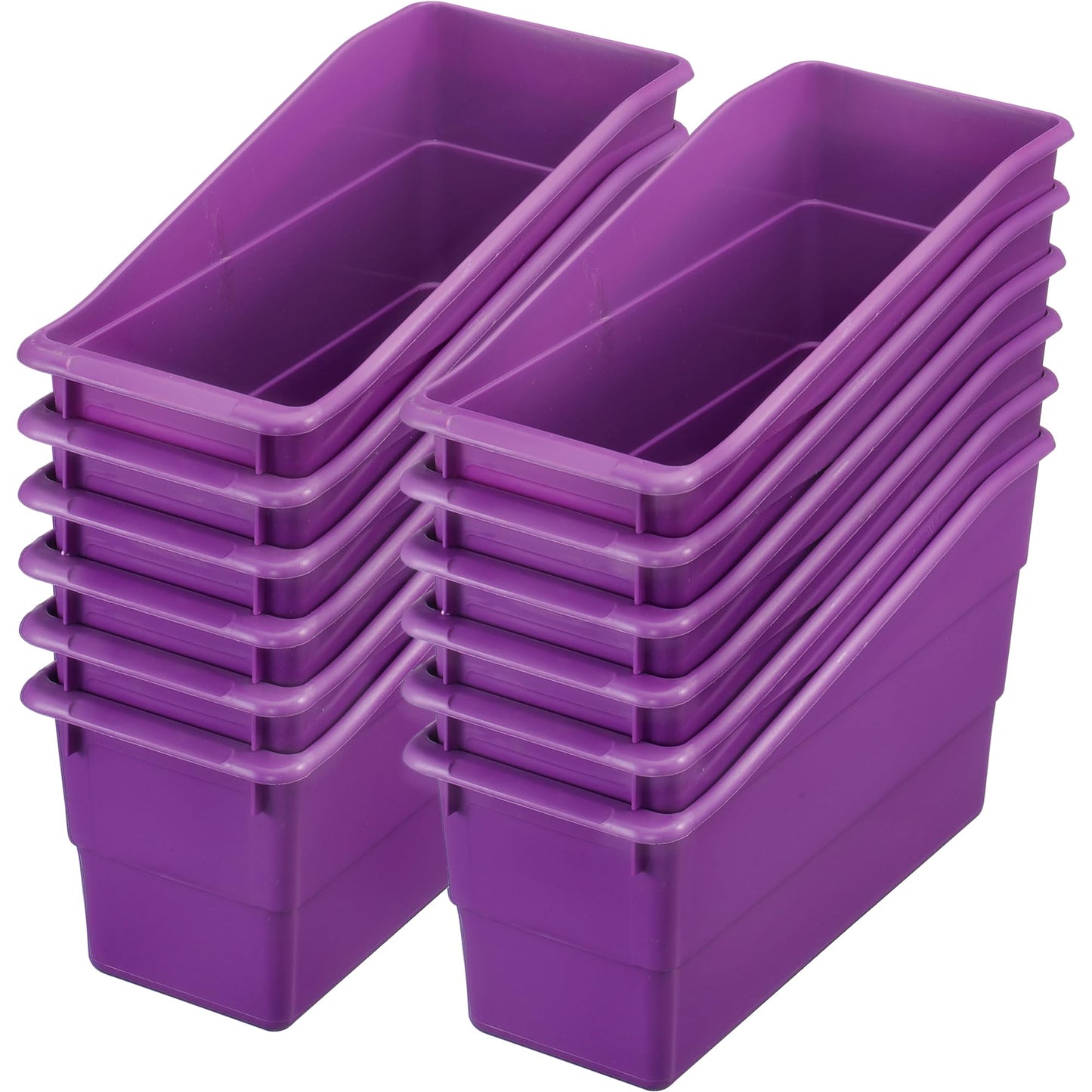 Really Good Stuff Durable Book and Binder Holders - 12 Pack, Purple, 5.5" x 12.5" x 7.5", Classroom Organization, Storage Solution, Sturdy and Versatile
