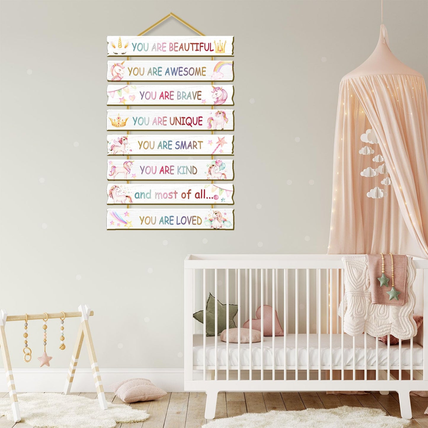 Rutiyoka Unicorn Wall Art for Girls' Bedroom - Inspirational Decor for Kids' Room & Nursery