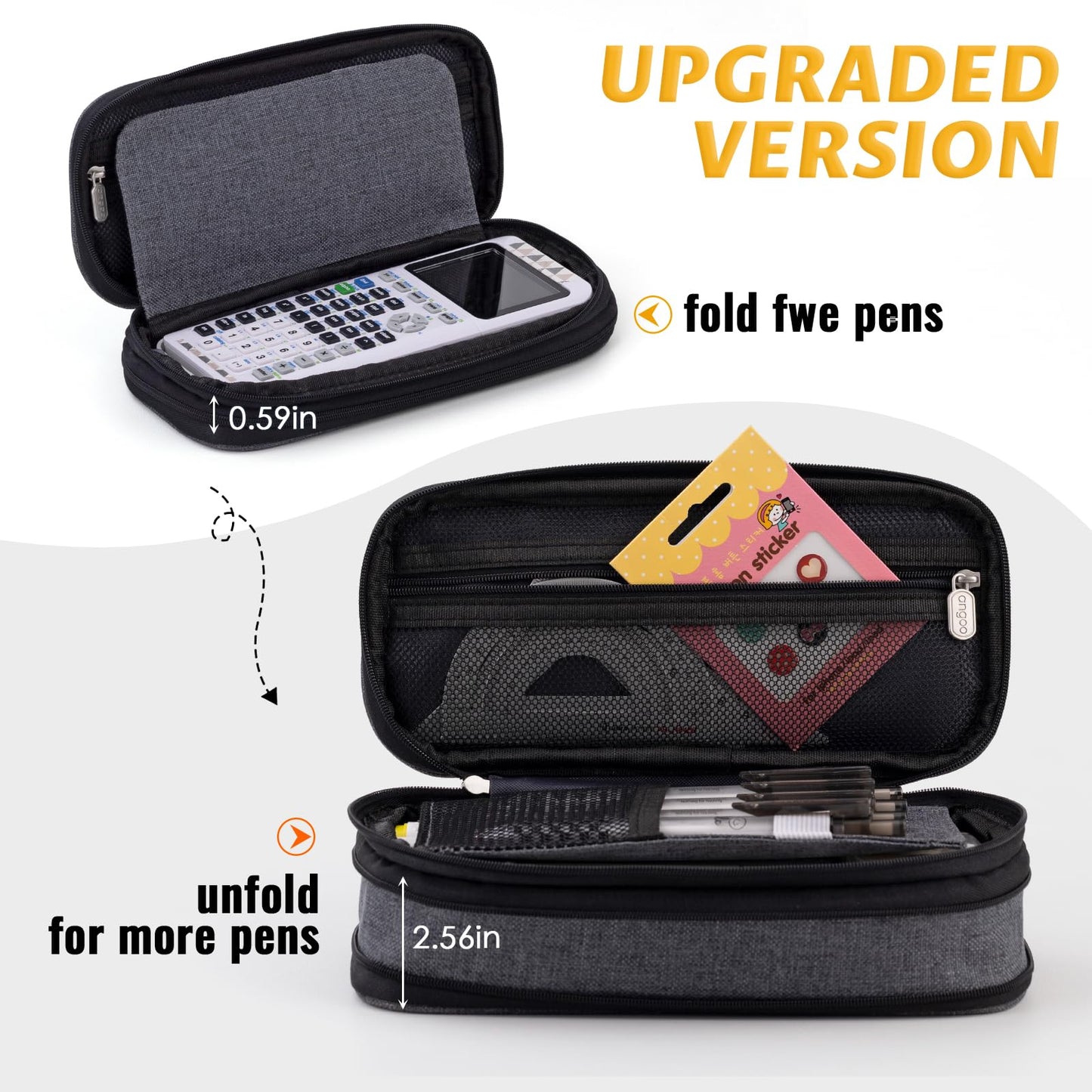 EASTHILL Big Capacity Pencil Pen Case Office College School Large Storage High Capacity Bag Pouch Holder Box Organizer (Deep Gray)