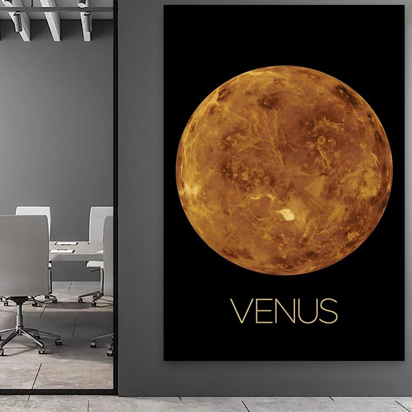 Solar System Planets Canvas Wall Art - Venus Planet Space Poster for Kids Room Bedroom Classroom, STEM Educational Astronomy Decor, Science Gift for Boys Girls, 16x24 Inch Framed