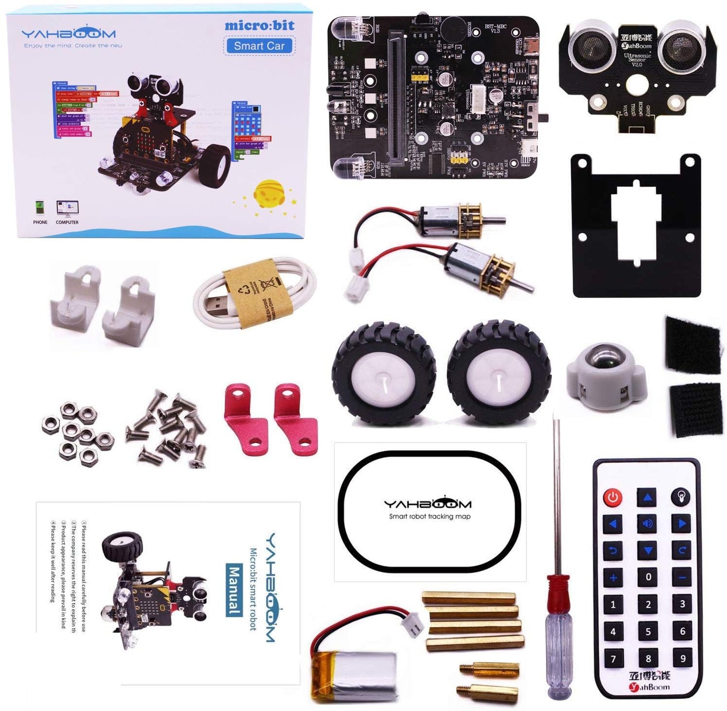 Yahboom STEM Education BBC Micro:bit Coding Robot Car Kit for Kids to Programmable DIY Toys for 12+ (Without Micro:bit)