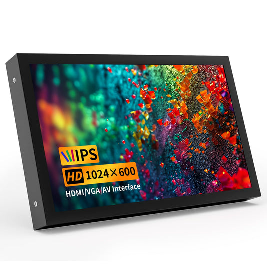 7 Inch Small Monitor, 1024×600 IPS Mini Monitor with Built-in Speakers/HDMI/VGA/AV Input for Raspberry Pi, PC, TV, DVD, CCTV