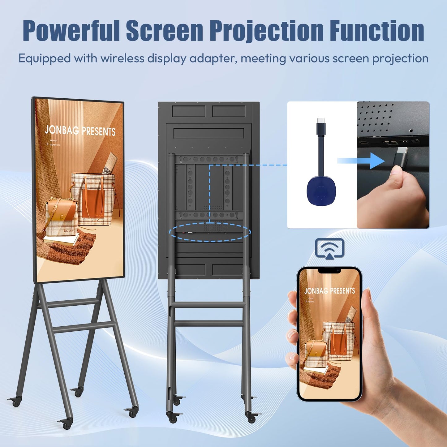 QIXZOCV MWE 43 Inch Mobile Digital Signage Display Kiosk with Flight Case, Portable Digital Poster with Screen Mirroring App Publishing, Advertising Display Kiosk, Android OS