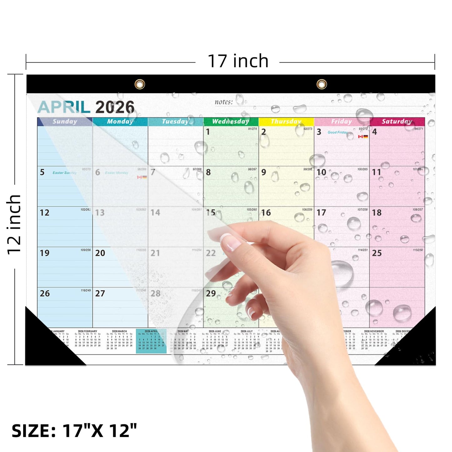 ZTX Desk Calendar 2026-2027 Calendar Desk Calendars 2026-2027-18 Month Planner Big 17"x12" Jan.2026-Jun.2027 Clear Plastic Cover for Home Office School Colorful