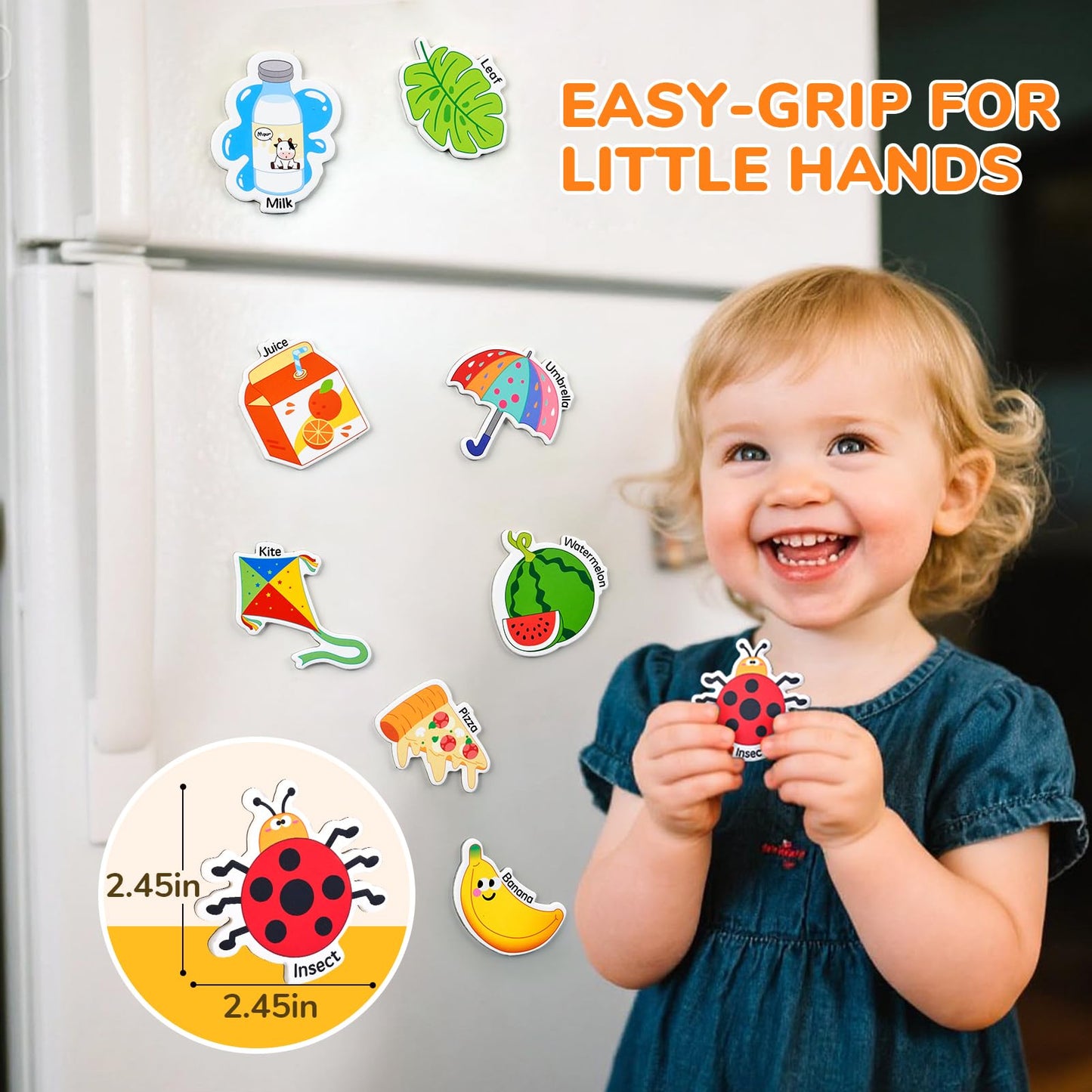 JoyCat Fridge Magnets for Toddlers & Kids – 26 Cute A-Z Objects, Large Magnetic Refrigerator Toys, Fun Educational Learning Gifts for Girls and Boys 2 3 4 5 Years Old