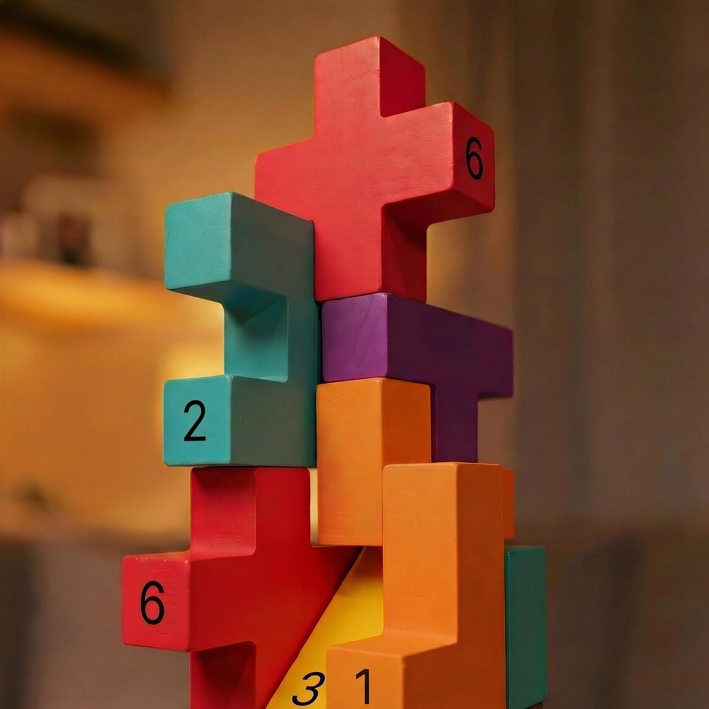 Boxo Blox Block Stacking Game for Kids & Families, 39 Wooden Pieces, Fast-Paced Party Game, Ages 6 and Up