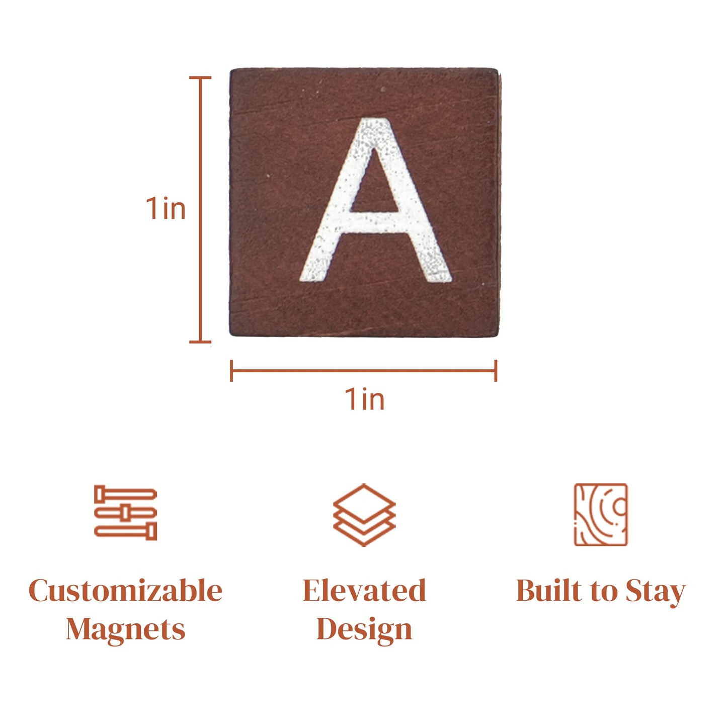Stiles 100 Piece Magnetic Wooden Letter Tiles - Alphabet Magnets for Whiteboards, Refrigerators & Magnetic Letter Boards - Changeable Letters for Craft & Announcements, Walnut