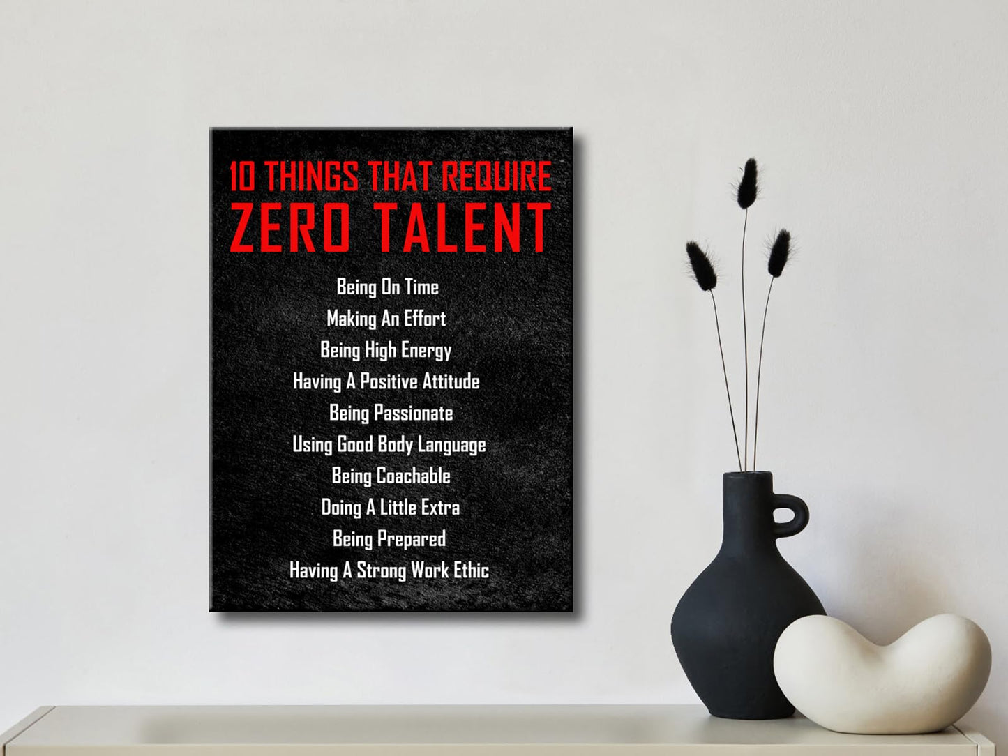 Pyradecor Motivational 10 Things that Require Zero Talent Office Positive Quotes Inspirational Poster Canvas Prints for Classroom Living Room Home Decorations