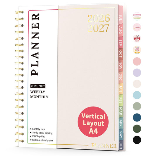 Teacher Planner 2026-2027, Forvencer Academic Planner 2026-2027, Jul 2026 - Jun 2027, 8.5"x11", Weekly & Monthly Planning Book with 7 Periods, School Agenda for Teacher Student Homeschool, A4, Beige