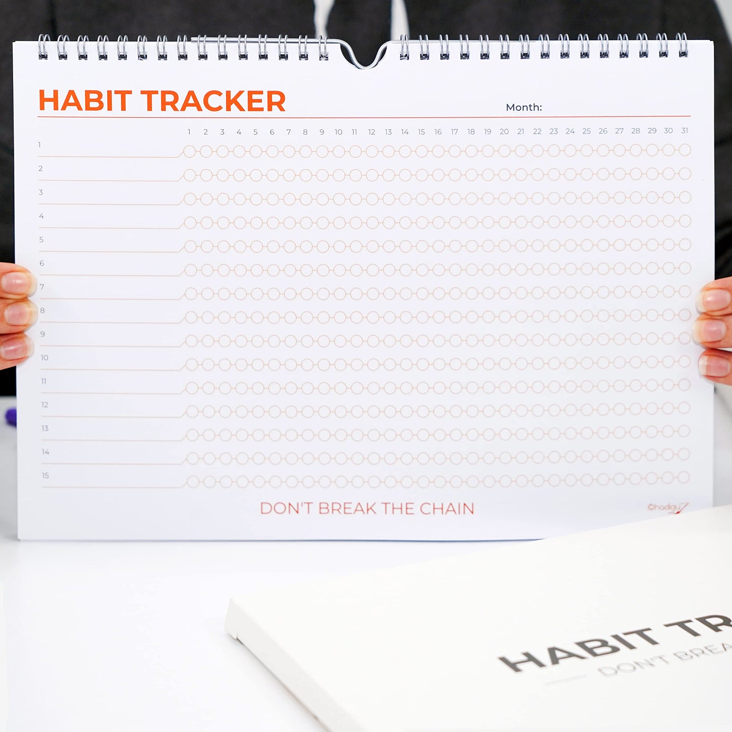 Hadigu Habit Tracker Calendar (Undated 12 Month) Colorful Motivational Design, Spiral Bound and Hanger, A4 Size (8,3"x11.7") Quality Heavy Paper, Monthly Habit Tracker Journal, Goal Tracker, Workout