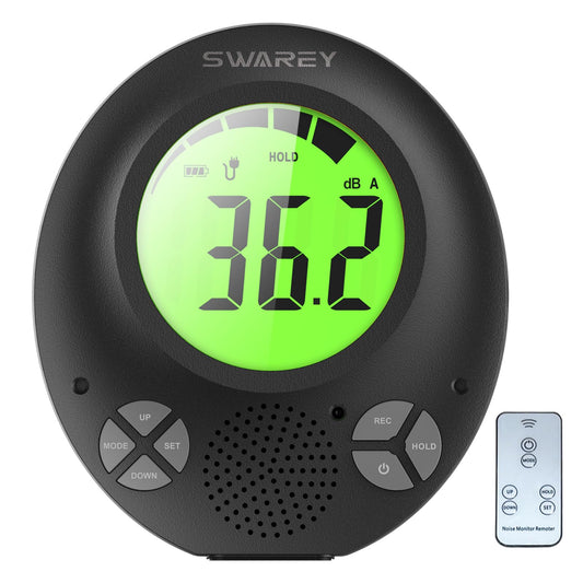 SWAREY Digital Decibel Meter with DIY Voice Warning Function, Wall Hanging Sound Level Meter 35dB to 135dB with Alarm Quiet Please, Sound Level Meter for Schools Hospitals Temples Libraries Theaters
