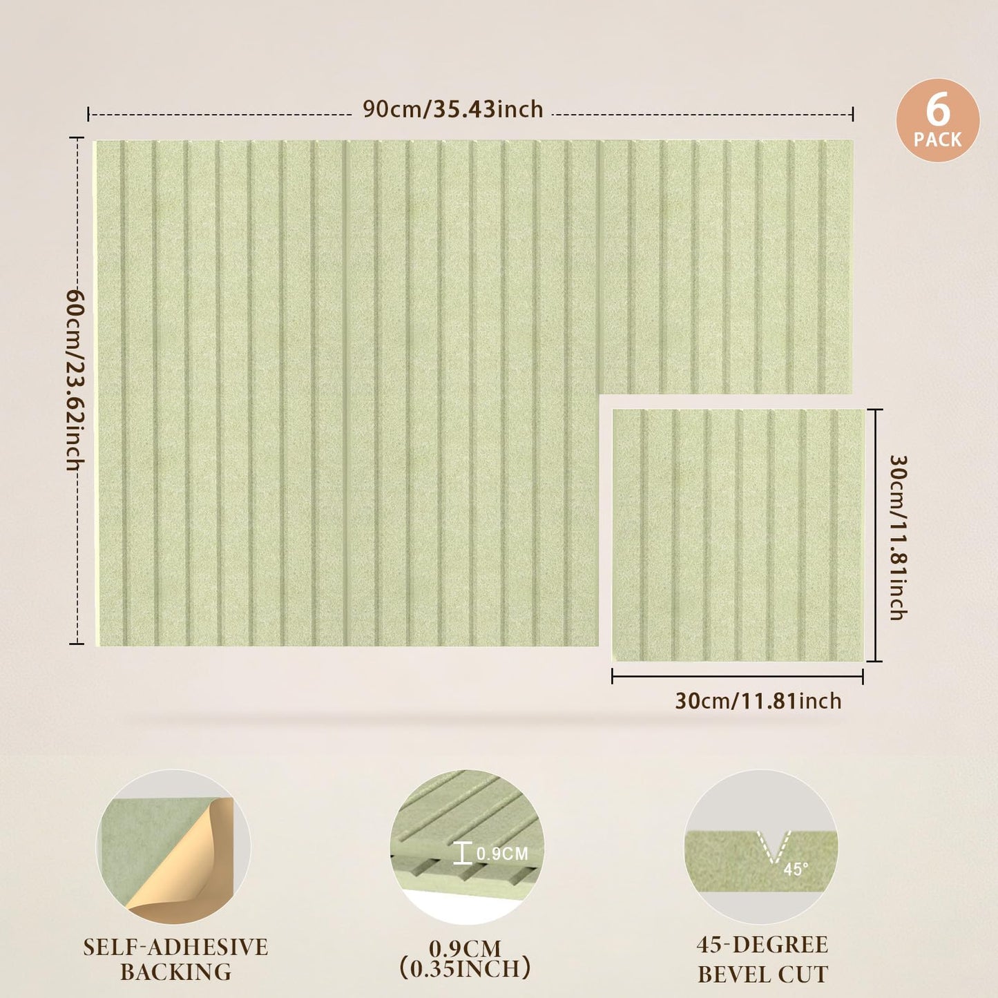 JBER Large Felt Bulletin Board 36" x 24" - 6 Pack Felt Wall Tiles, Cork Board Alternative to Use in Office & Home Decor, Classroom Decor, Vision Board to Display Your Photos(Grass Green)